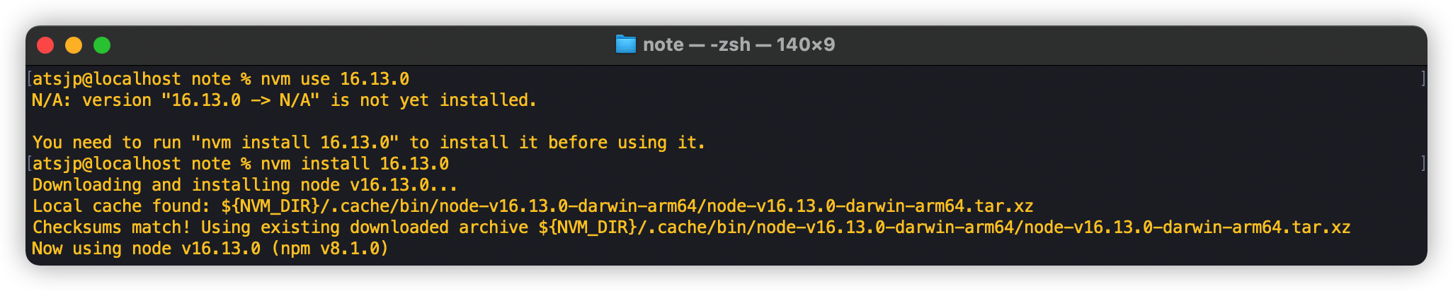 install node